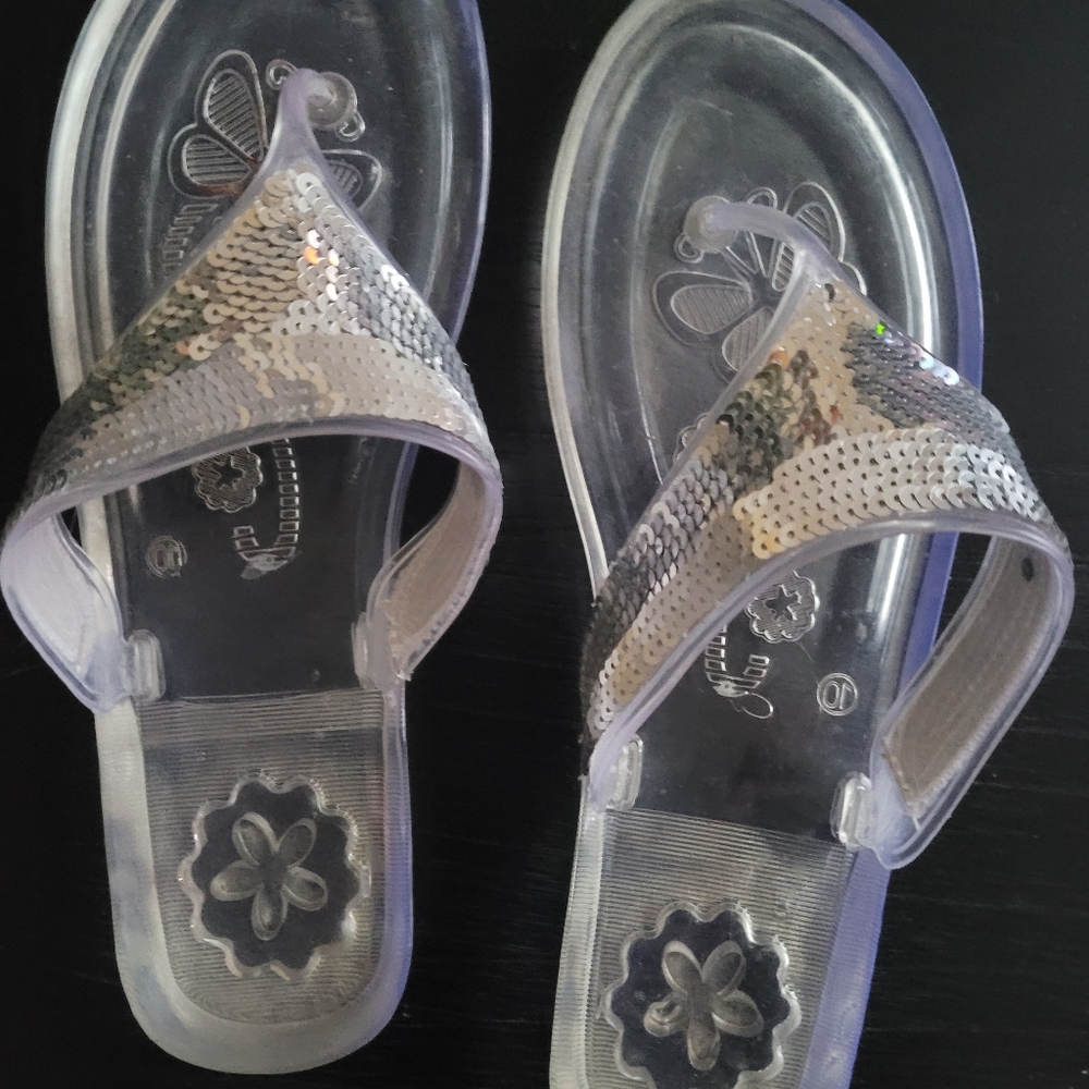 Size 10 sequin plastic/jelly shoes